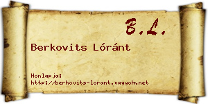 Berkovits Lóránt névjegykártya